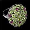 Image 2 : Natural Unheated  Peridot & Rhodolite Garnet Ring