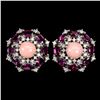 Image 1 : Natural Pink Opal  & Rhodolite  Earrings