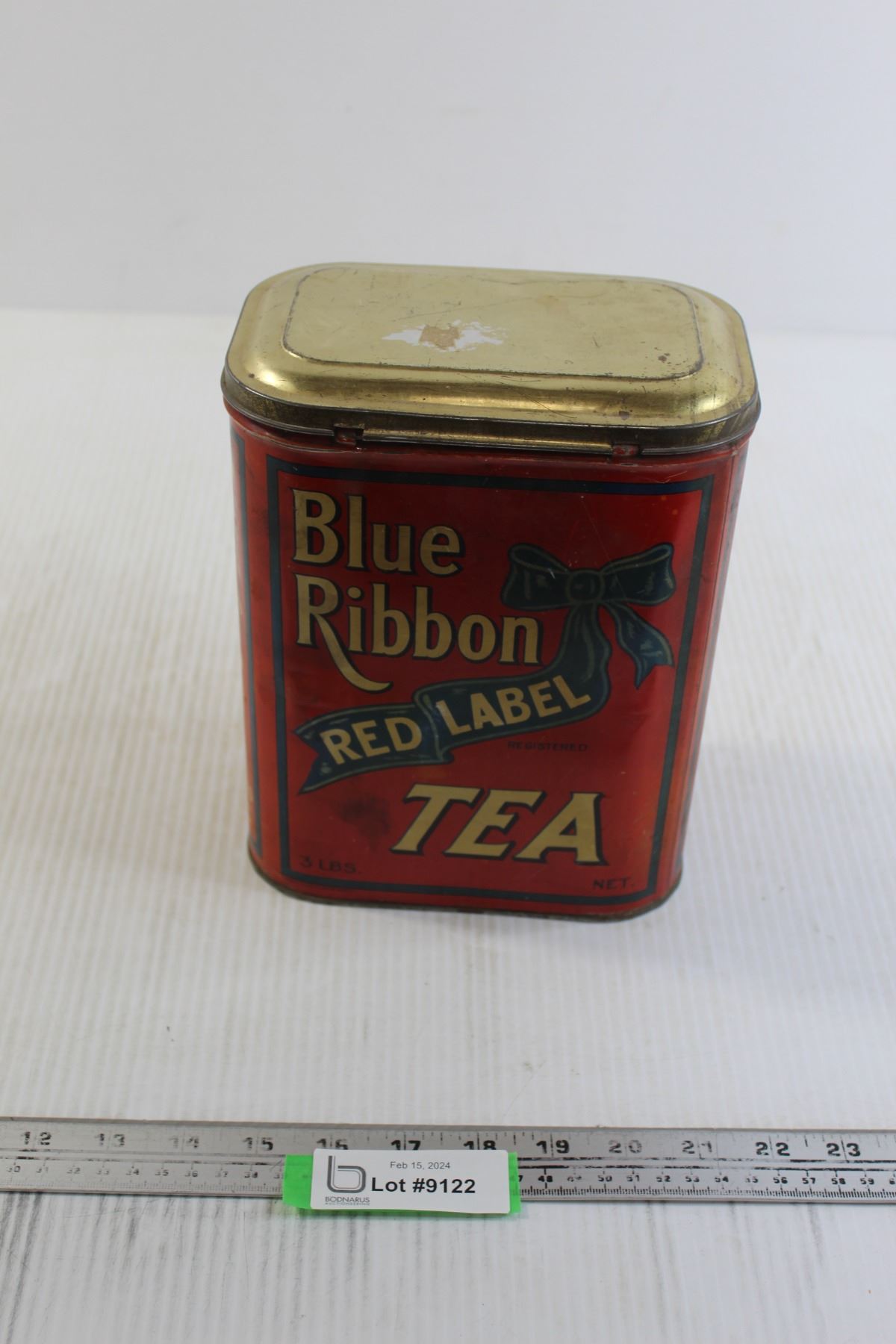 Blue Ribbon Red Label Tea Tin - Bodnarus Auctioneering