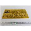 Image 1 : * Tin Hartford Fire Insurance Sign - 19 1/2" x 11"