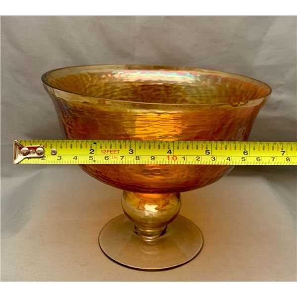 Carnival Glass Large Stemmed Footed Flared Candy Dish