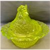 Image 4 : Westmoreland Uranium Vaseline Glass Covered Hen on Nest