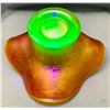 Image 5 : Fenton Uranium Carnival Glass Holly 4-Sides Up Hat Vase - 1907