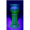 Image 2 : Northwood Rare Green Opal Uranium Glass Spool Threaded Hyacinth Vase - 1890s