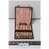 Image 1 : Electroplated Nickel Silver Spoon Set w/Satin Lined Case - 5.5"x5.5" - Made in England