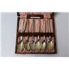 Image 2 : Electroplated Nickel Silver Spoon Set w/Satin Lined Case - 5.5"x5.5" - Made in England