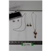 Image 1 : (2) Necklaces: Drop Pendant w/Gems, Chain : Aztec Inspired Earrings, Wagon Necklace Pendant, Pendant