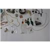 Image 3 : Lot of Assorted Jewelry: Western Silver Bracelet, Various Earrings, Drop Pendants, Necklaces