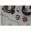 Image 7 : Lot of Assorted Jewelry: Western Silver Bracelet, Various Earrings, Drop Pendants, Necklaces