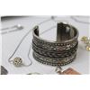 Image 8 : Lot of Assorted Jewelry: Western Silver Bracelet, Various Earrings, Drop Pendants, Necklaces