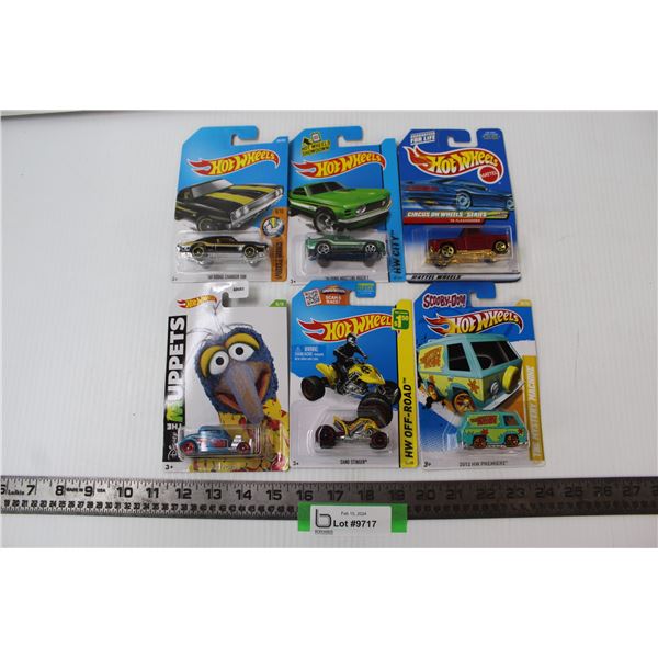 (6) Hot Wheels: Muppets 32 Ford, Quad, Scooby Van, 70 Mustang Mach 1, 56 Chevy, 69 Charger