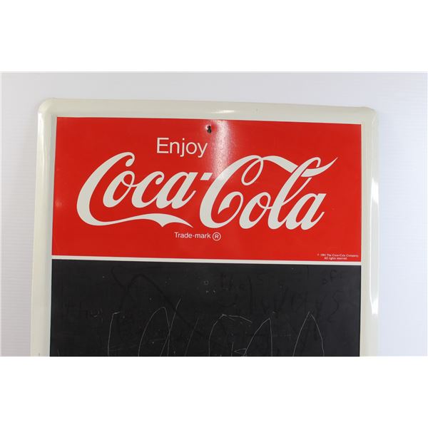 1991 Coca-Cola Metal Chalkboard Menu Sign - 20
