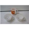 Image 5 : Vintage Federal Iridescent Milk Glass Dishes - (6) Saucers, (4) Mugs, (2) Teacups, One Other Mug