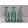 Image 2 : (3) Green Glass Coca-Cola Bottles