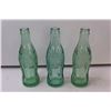 Image 3 : (3) Green Glass Coca-Cola Bottles