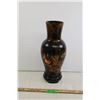 Image 1 : Asian Inspired Wooden Vase with Painted Koi - Crack From Drying