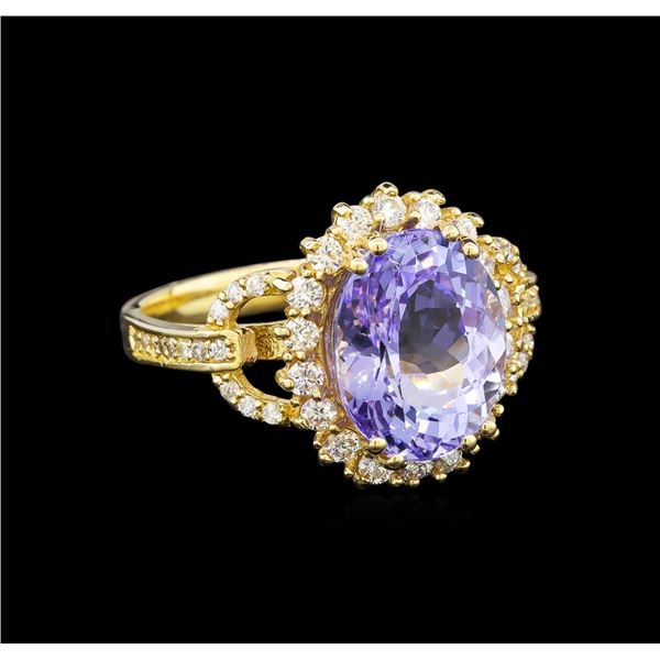 14KT Yellow Gold 4.45 ctw Tanzanite and Diamond Ring