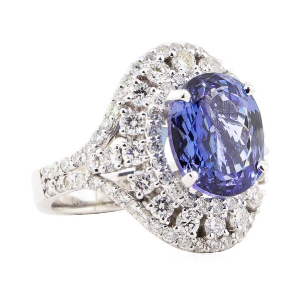 7.72 ctw Tanzanite And Diamond Ring - 14KT White Gold