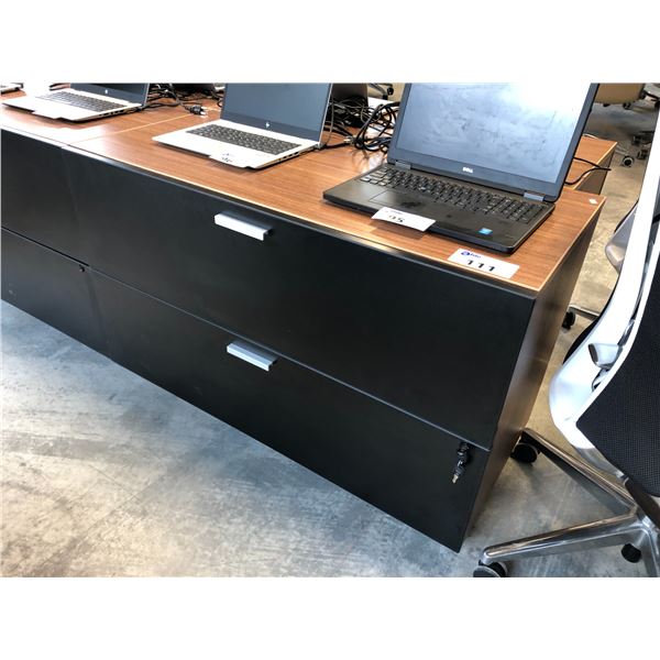 CHERRY/BLACK 43"W 2 DRAWER LATERAL FILE CABINET