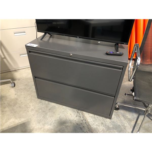 GREY 2 DRAWER LATERAL FILE CABINET