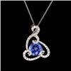 Image 2 : 2.27 ctw Tanzanite and 0.36 ctw Diamond 14K White Gold Pendant
