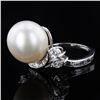 Image 2 : 13.0mm PEAR SHAPE White South Sea Pearl and 1.35 ctw Diamond Platinum Ring