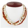 Image 1 : Vintage 14k Gold 16" Multi Strand Freshwater Pearl Coral Bead Torsade Necklace