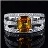 Image 1 : 2.13 ctw Orange Yellow Sapphire and 0.47 ctw Diamond 18K White Gold Ring