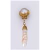 Image 2 : Pair 18K Yellow Gold Mabe & Baroque Pearl Earrings