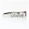 Image 5 : 18k White Gold 2.05 ctw Emerald Cut Pink Tourmaline & Round Diamond Band Ring
