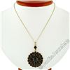 Image 2 : Antique Victorian 10k Gold Rose Cut Red Garnet Milgrain Flower Pendant Necklace