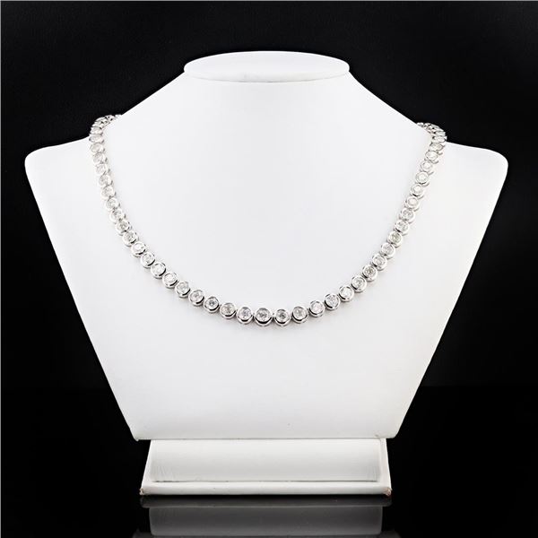 20.49 ctw Diamond 18K White Gold Tennis Necklace