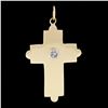 Image 3 : Vintage 14k Yellow Gold Wide Polished 0.15 ctw Bezel Diamond Cross Charm Pendant