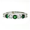 Image 4 : New 14K White Gold 1.33 ctw Shared Prong Big Round Diamond & Emerald Band Ring