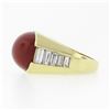Image 7 : Vintage 18K Yellow Gold FINE GIA Cabochon Orangy Red Coral Baguette Diamond Ring