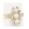 Image 4 : Vintage 14k Yellow Gold Pearl Diamond Accents Halo Elongated Dinner Ring Sz 7.5