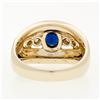 Image 7 : 18k Yellow Gold 0.87 ctw Oval Sapphire & Round Diamond Polished Wide Band Ring