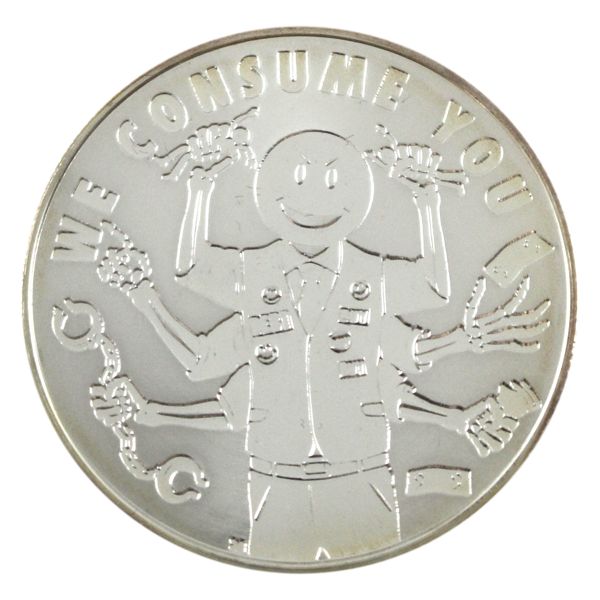 1oz Silver Shield 2015 We Consume You .999 Silver Reverse Proof Medallion. (Tax Exempt) 