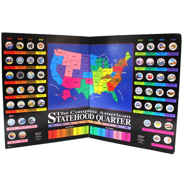United States 1999-2008 The Complete American Statehood Colourized Quarter Collection.