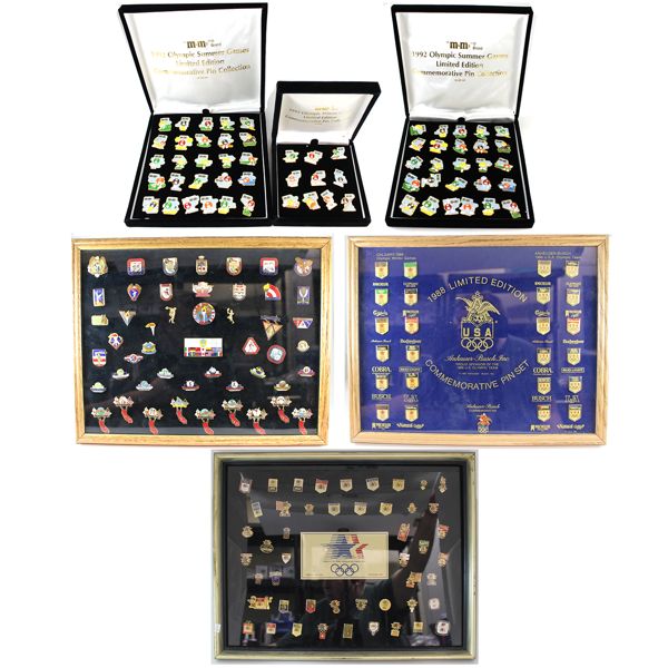 ***Lot of 184 1984, 1988 and 1992 Olympic Series Pins Presented In 3x Frames and 3x Boxes. 