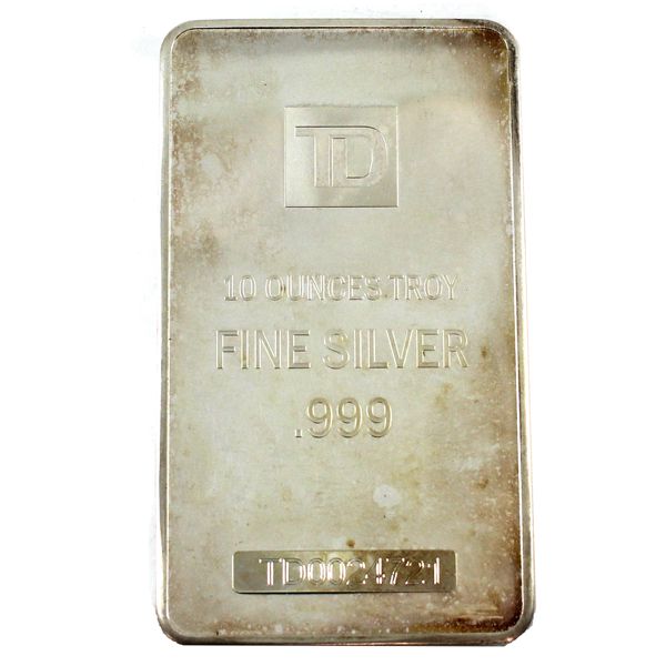 10oz TD .999 Silver Bar (Tax Exempt) 