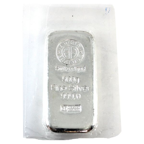 500 Gram Switzerland Argor Heraeussa .999 Silver Bar, Sealed (Tax Exempt) 