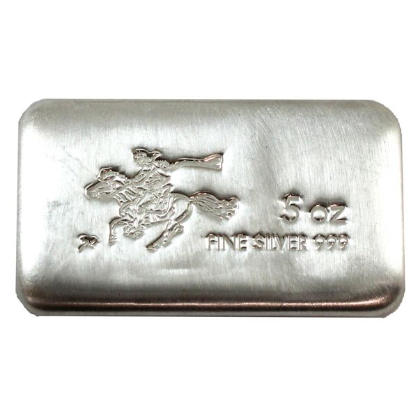 5oz Silvertowne Pony Express .999 Silver Bar (Tax Exempt) 