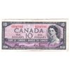 Image 1 : BC-32a-E25a-i 1954 $10 VF Coyne-Towers, Cut Off Size Note SN: A/D2347092 (Damaged)