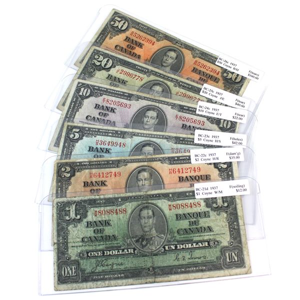 1937 $1-$50 Fine, Coyne 6pcs.