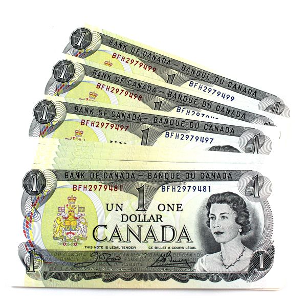 BC-46b 1973 $1 Crow-Bouey Notes In Sequence SN: BFH2979481-"499. 19pcs.