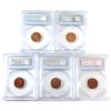 Image 2 : 1-cent 1952-1956 PCGS MS64 Red. 5pcs. 