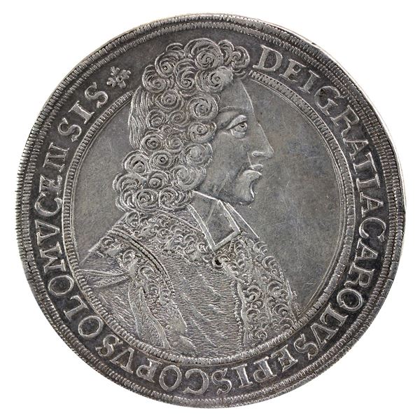 Austria Silver 1704 Karl III Thaler Bishopric of Olomouc (Kingdom of Bohemia) EF-AU