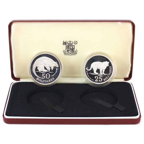 Venezuela Silver 1975 2-Piece Proof Set w/ Original Case & COAs