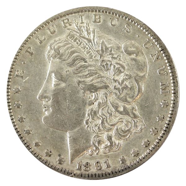USA Silver 1891-CC Morgan Dollar EF (Scratches)